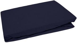 Bettwaesche-mit-Stil Jersey Spannbettlaken dunkelblau 90 – 100 x200cm Höhe bis 30cm