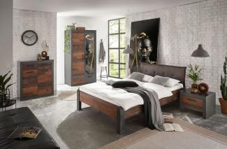 Schlafzimmer-Set Brooklyn Loft-Set 4-teilig 140x200cm matera old mix dekor Rahmenoptik, 140x200