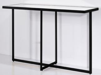 Casa Padrino Luxus Konsole Schwarz 120 x 40 x H. 77 cm - Rechteckiger Metall Konsolentisch mit Spiegelglas - Wohnzimmer Möbel
