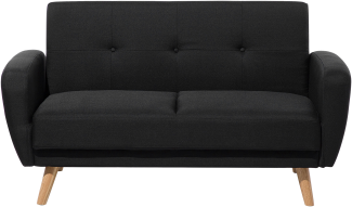 Schlafsofa 2-Sitzer Polsterbezug schwarz verstellbar FLORLI