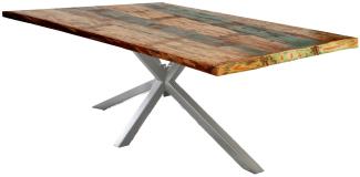 TABLES&CO Tisch 220x100 Altholz Bunt Metall Antiksilber