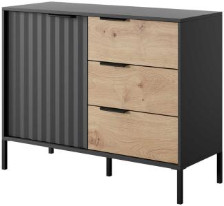 Kommode Sideboard Rave 103x39,5x81cm schwarz Artisan Eiche 1-türig