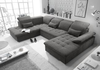 Couch WAYNE L Sofa Schlafcouch Wohnlandschaft Schlaffunktion braunschwarz U-Form