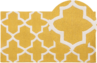 Teppich gelb 80 x 150 cm marokkanisches Muster Kurzflor SILVAN