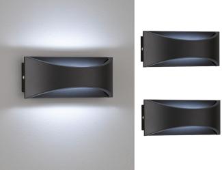 LED Außenwandleuchten 2er SET Schwarz mit Up and Down Licht - 22,5cm breit