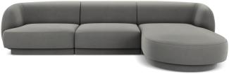 Micadoni 4-Sitzer Samtstoff Ecke rechts Sofa Miley | Bezug Light Grey | Beinfarbe Black Plastic