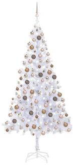 vidaXL Künstlicher Weihnachtsbaum mit LEDs & Kugeln 210 cm 910 Zweige, Mit Beleuchtung [3077581]