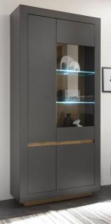 Vitrine Rooky in anthrazit und Eiche Wotan 96 x 206 cm