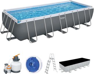 Power Steel™ Frame Pool Komplett-Set mit Sandfilteranlage 640 x 274 x 132 cm, grau, eckig