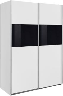 Schwebetürenschrank Bramfeld Kleiderschrank 135x64x198cm weiß schwarzglas, 135x64x198 cm