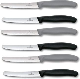 6 Stück Victorinox Tafelmesser Swiss Classic Nylon (6er Pack, Limited Edition Cool Grey / Schwarz)