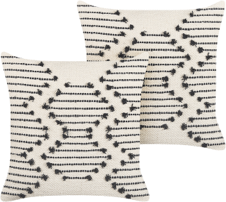 Dekokissen geometrisches Muster Baumwolle beige schwarz 45 x 45 cm 2er Set MYRTUS