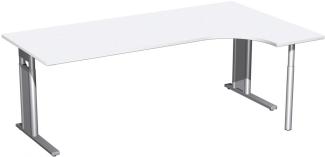PC-Schreibtisch rechts, höhenverstellbar, 200x120cm, Weiß / Silber