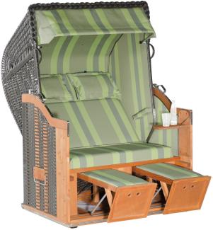 Sonnenpartner Strandkorb Classic 2-Sitzer Halbliegemodell anthrazit/grün mit Sonderausstattung