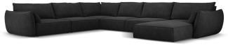 Micadoni 8-Sitzer Panorama Ecke links Sofa Kaelle | Bezug Black | Beinfarbe Black Plastic