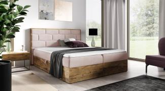 Boxspringbett Bett BEILA 120x200cm Lancelot Eiche Stoff Rosa inkl. Bettkasten