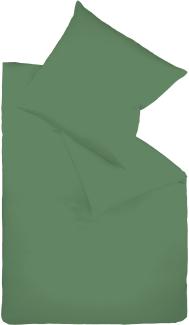 Fleuresse Mako-Satin-Bettwäsche colours jagdgrün 7060 Größe 155 x 200 cm + 80 x 80 cm Kissenbezug