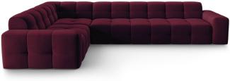 Micadoni 6-Sitzer Samtstoff Ecke links Sofa Kendal | Bezug Purple | Beinfarbe Black Beech Wood