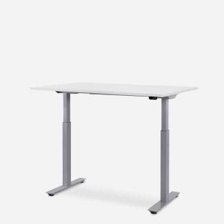 120 x 80 cm WRK21® SMART - Weiss Uni / Grau elektrisch höhenverstellbarer Schreibtisch