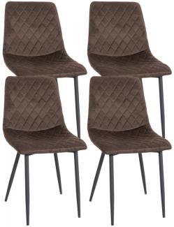4er Set Stühle Telde Samt (Farbe: braun)