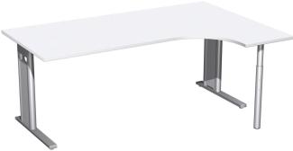 PC-Schreibtisch 'C Fuß Pro' rechts, feste Höhe 180x120x72cm, Weiß / Silber
