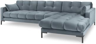 Micadoni 5-Sitzer Samtstoff Ecke rechts Sofa Mamaia | Bezug Light Blue | Beinfarbe Black Metal