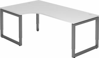 bümö® Schreibtisch R-Serie höhenverstellbar, Tischplatte 200 x 120 cm in weiß, Gestell in graphit