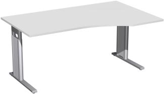 PC-Schreibtisch rechts, höhenverstellbar, 160x100cm, Lichtgrau Silber