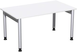 Schreibtisch '4 Fuß Pro' höhenverstellbar, 140x80cm, Weiß / Silber