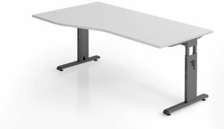 Hammerbacher Schreibtisch C-Fuß, grau / Graphit Freiform, links oder rechts montierbar, 180x100 / 80 cm