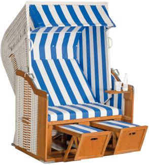 SunnySmart Garten-Strandkorb Rustikal 250 BASIC 2-Sitzer weiß/blau PVC-Stoff
