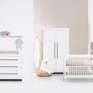 Europe Baby Vittoria III Babyzimmer Weiß | Kommode + Schrank 2- Türig Weiß