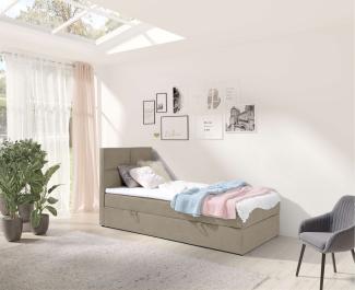 99rooms Larni Boxspringbett Strukturstoff INARI Hellbraun 80x200 cm