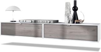 2er-Set TV Board Lana 100, Lowboards je 100 x 29 x 37 cm mit viel Stauraum, Korpus in Weiß matt, Fronten in Eiche Nordic