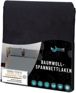 Dreamzie - Spannbettlaken 90x200cm - Baumwolle Oeko Tex Zertifiziert - Schwarz - 100% Jersey Bettwäsche 90x200