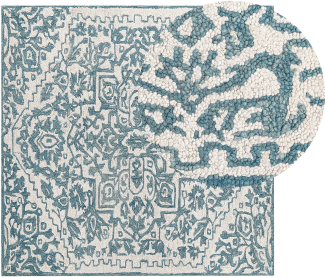 Teppich Wolle weiß blau 200 x 200 cm AHMETLI