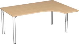 PC-Schreibtisch '4 Fuß Flex' rechts, 160x120cm, Buche / Silber