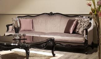 Casa Padrino Luxus Barock Sofa Rosa / Schwarz - Prunkvolles Wohnzimmer Sofa - Barock Wohnzimmer Möbel - Luxus Qualität