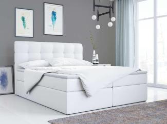 Polsterbett Kunstlederbett mit Bettkasten, Stauraumbett - TOP-1 - 200x200cm - Weiß Kunstleder - H4