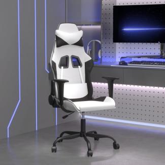 Gaming-Stuhl mit Massagefunktion Weiß und Schwarz Kunstleder (Farbe: Schwarz)