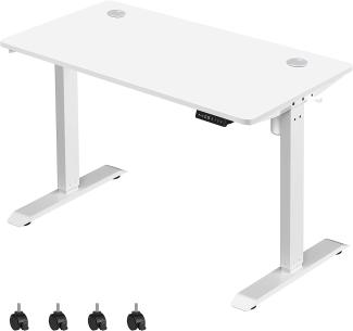 Songmics Höhenverstellbarer Schreibtisch elektrisch, 60 x 120 cm Tischoberfläche, stufenlos verstellbar, Memory-Funktion mit 3 Höhen, Auffahrschutz, weiß, 120x60x73.5-119cm