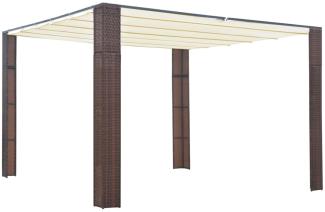 vidaXL Pavillon mit Dach Poly Rattan 300×300×200 cm Braun und Creme Gartenpavillon