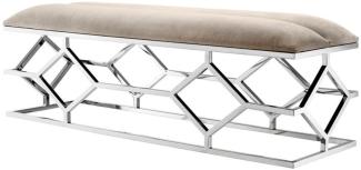 Casa Padrino Luxus Sitzbank Grau / Silber 140 x 45 x H. 48 cm - Luxus Möbel