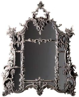 Casa Padrino Barock Spiegel Grau - Prunkvoller handgefertigter Wandspiegel im Barockstil - Antik Stil Garderoben Spiegel - Wohnzimmer Spiegel - Barock Möbel