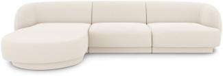 Micadoni 4-Sitzer Boucle Ecke links Sofa Miley | Bezug Beige | Beinfarbe Black Plastic