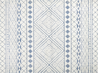 Teppich cremeweiß blau 300 x 400 cm geometrisches Muster Kurzflor MARGAND