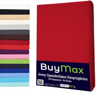 Buymax Spannbettlaken Stretch 140x200-160x220 cm für Wasserbetten und Boxspringbetten Bettbezug für Matratzen bis 35 cm Matratzenhöhe, Rot