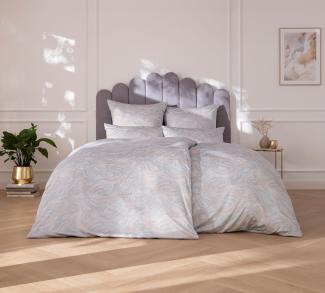 Estella Satin de Luxe Bettwäsche 155x220 Ola platin Wellen sand 1069-915