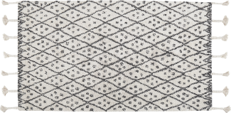 Teppich Baumwolle weiß schwarz 80 x 150 cm cm Kurzflor AGADIR