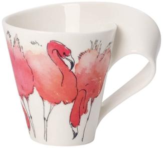 Villeroy & Boch Vorteilset 6 Stück NewWave Caffè Rosa Flamingo Becher mit Henkel (Geschenkkarton) bunt 1041559100 und Geschenk + Spende